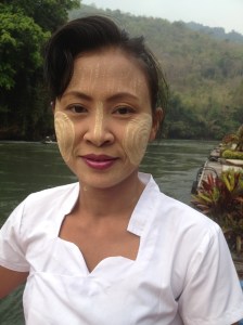 Early morning and this beautiful Mon woman was washing down by the River Kwai