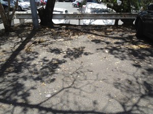 The "offending" car space. Spot the white line, if you can...