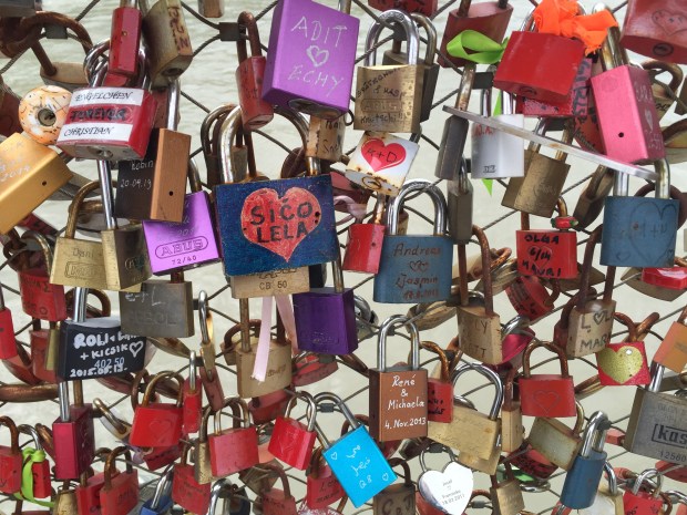 The love lock bridge in Salzburg