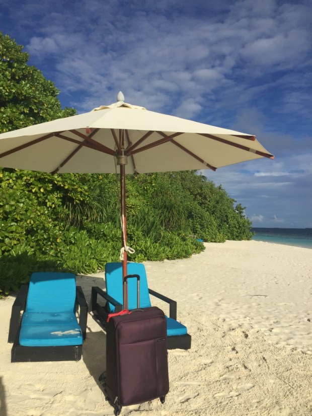 I may have had to fight my new luggage for a beach chair