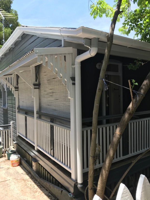 North-east side of the house replete with the old blinds Gregg saved and painted white